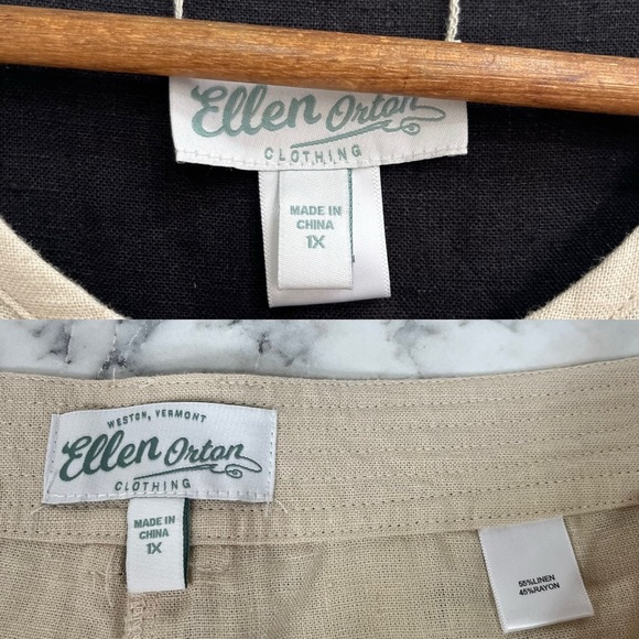 Ellen Orton linen blend reversible pants set tan black jacket plus size 1X - Picture 16 of 16